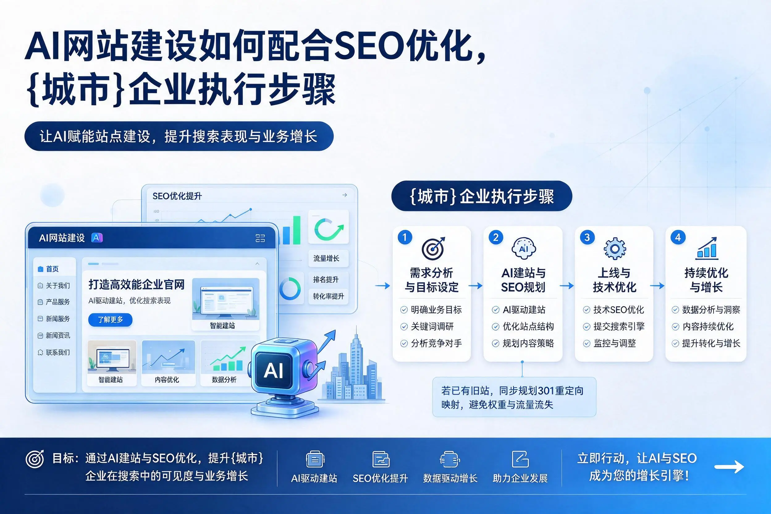 AI网站建设如何配合SEO优化,汕头企业执行步骤