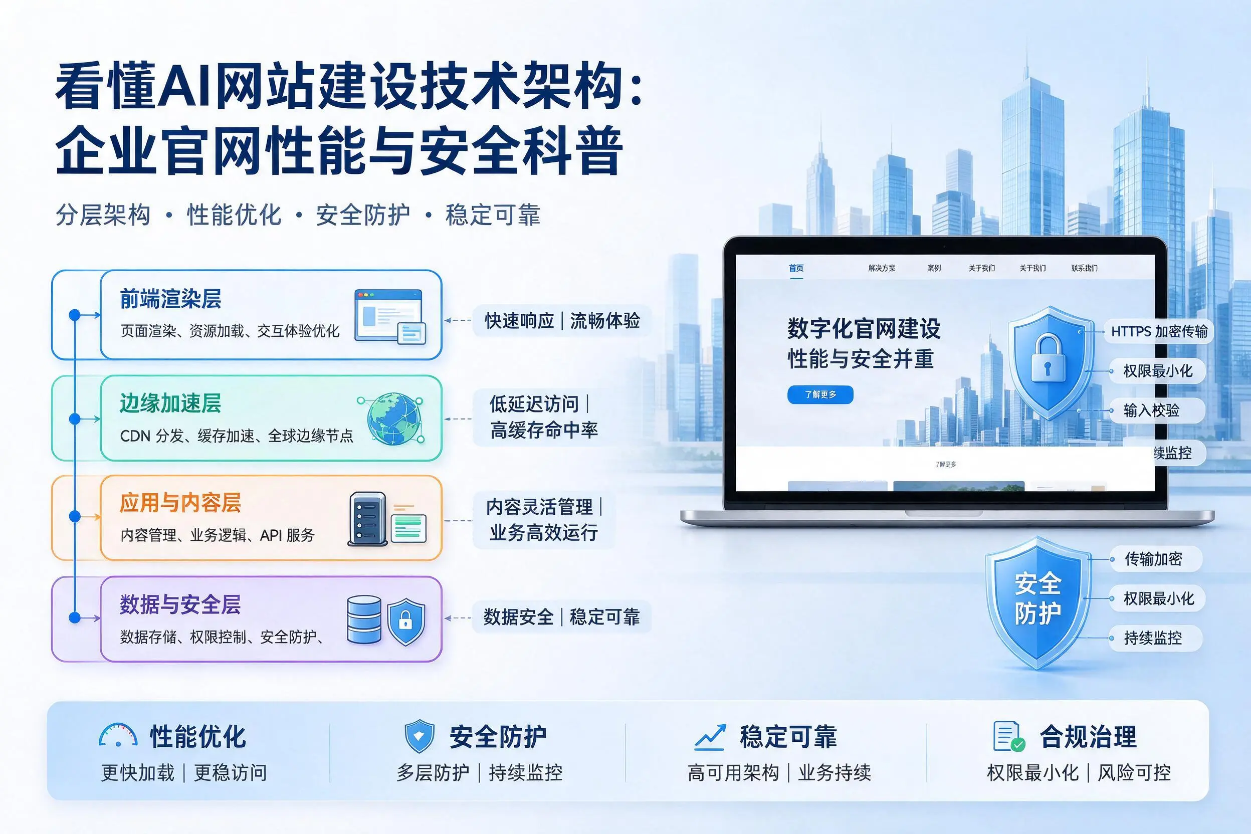 看懂AI网站建设技术架构：汕头企业官网性能与安全科普