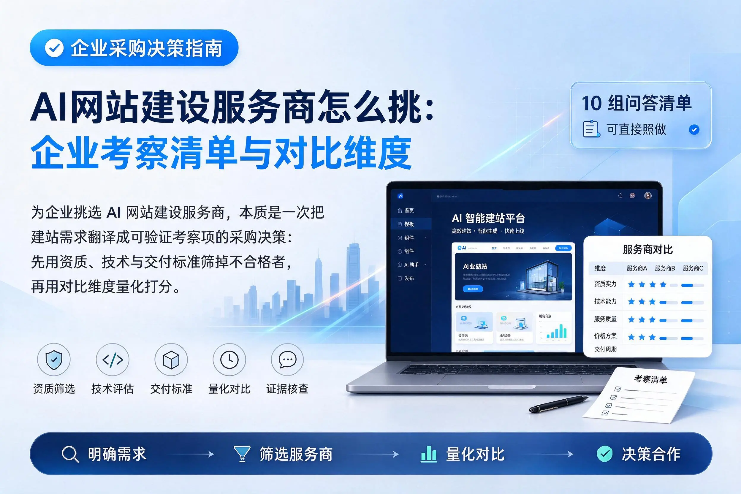 AI网站建设服务商怎么挑:汕头企业考察清单与对比维度