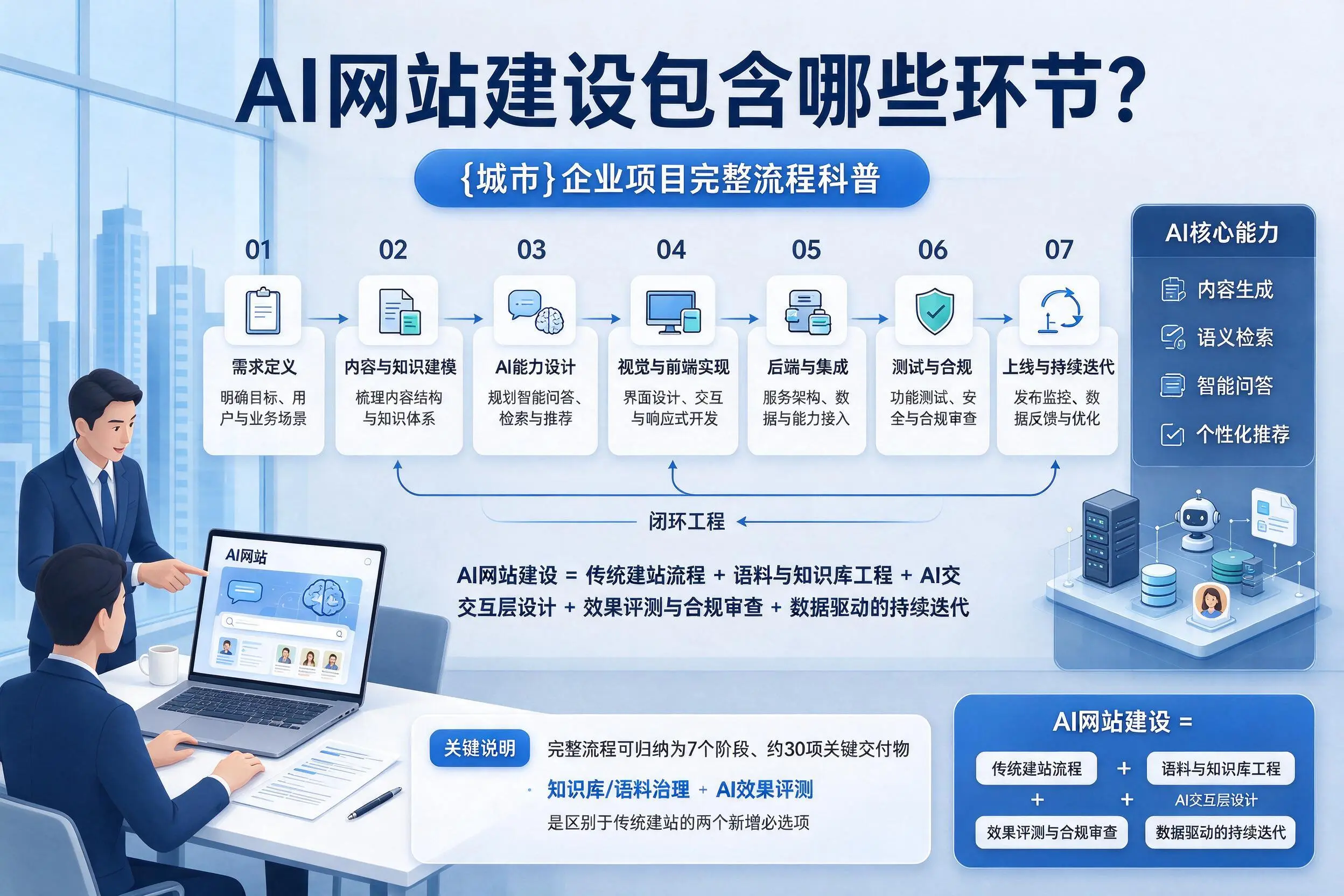 AI网站建设包含哪些环节?汕头企业项目完整流程科普