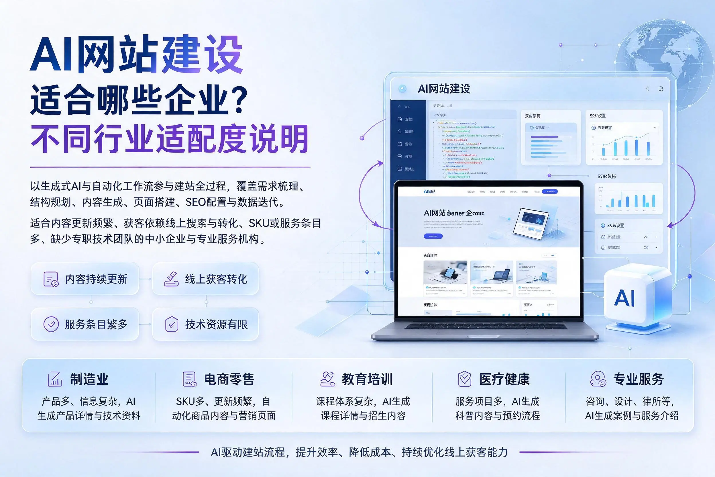 AI网站建设适合哪些企业?汕头不同行业适配度说明